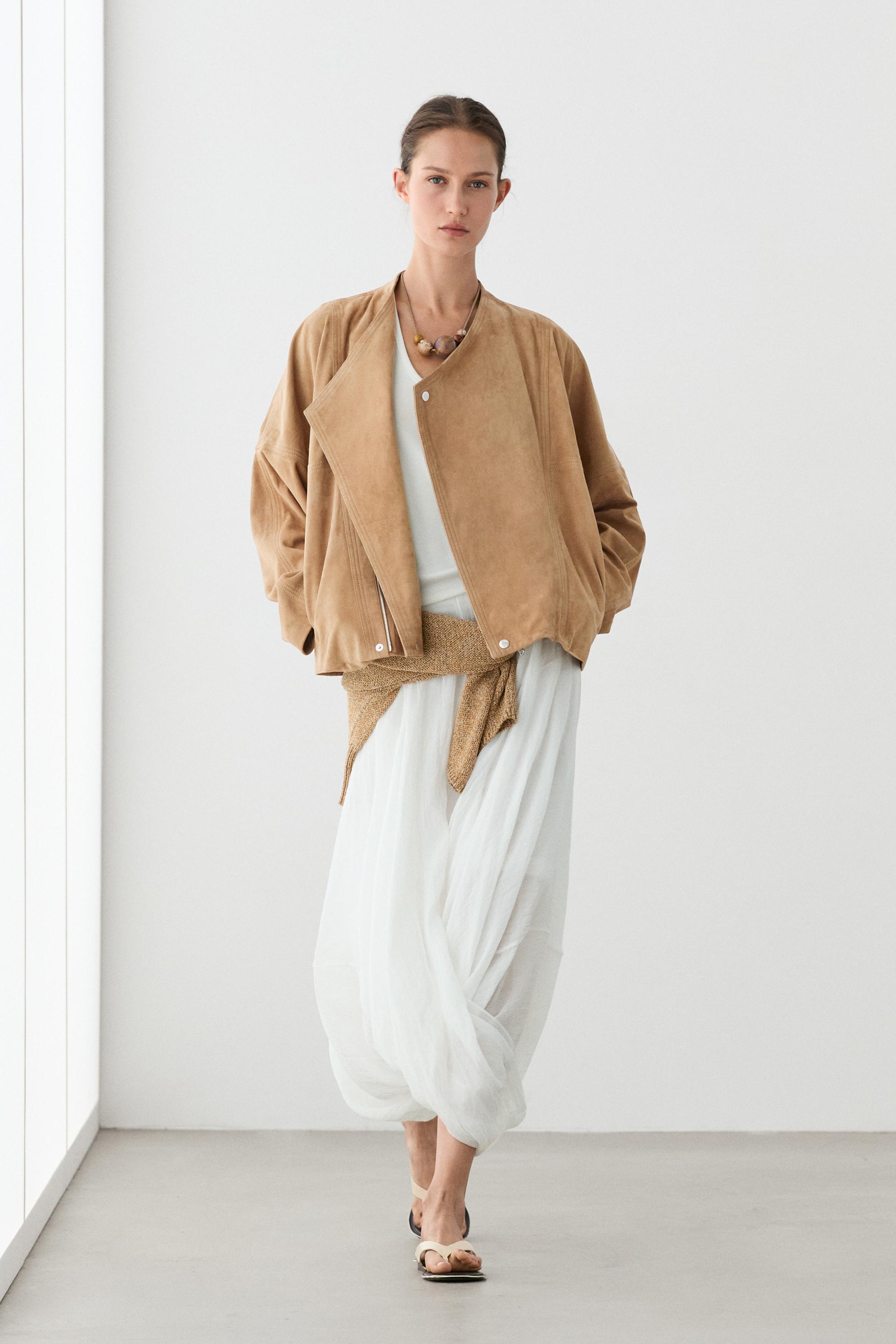 Blouson croisé en cuir suédé